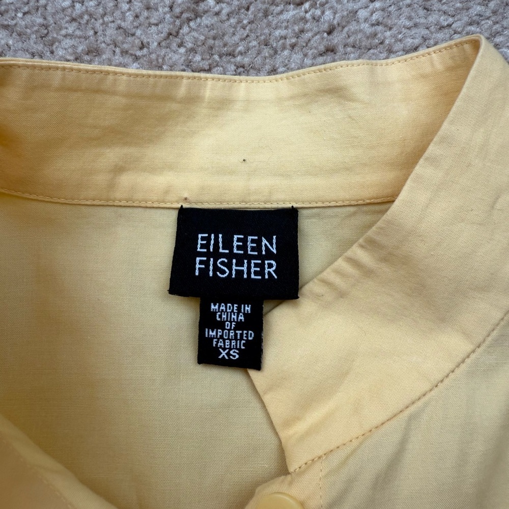 Eileen Fisher Cotton Pastel Yellow Button Shirt Cropped Wide Leg Pants SET XS - Picture 3 of 8